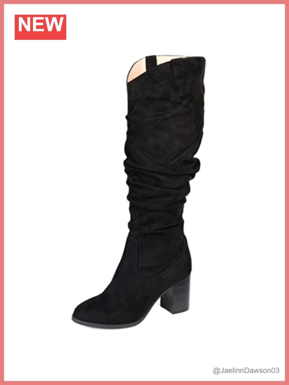 Women's Vegan Suede Knee High Zip Boots with Stacked Heel